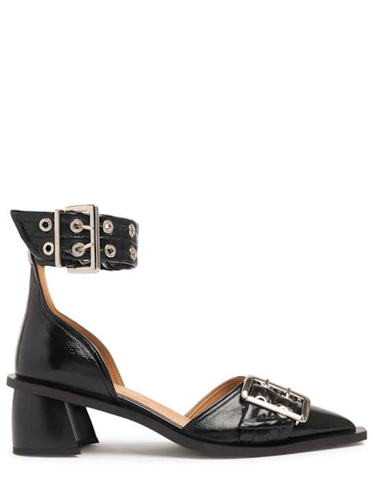 GANNI: Chunky buckle open cut pumps - women_0 | Luisa Via Roma
