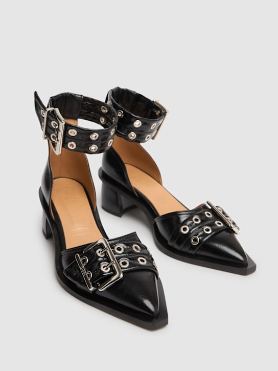 GANNI: Chunky buckle open cut pumps - women_1 | Luisa Via Roma