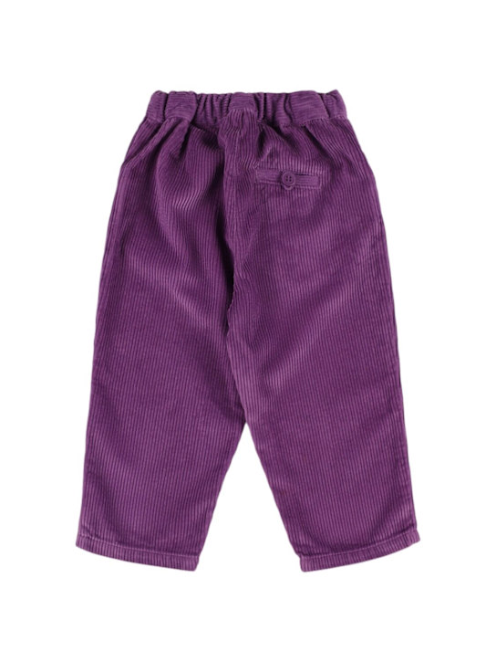 Hello Simone: Pantaloni capri in cotone millerighe - Viola - kids-girls_1 | Luisa Via Roma