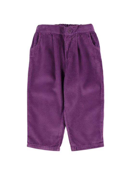 Hello Simone: Pantaloni capri in cotone millerighe - Viola - kids-girls_0 | Luisa Via Roma