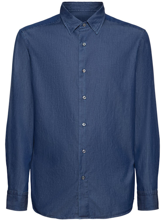 Brioni: Light cotton regular fit shirt - men_0 | Luisa Via Roma