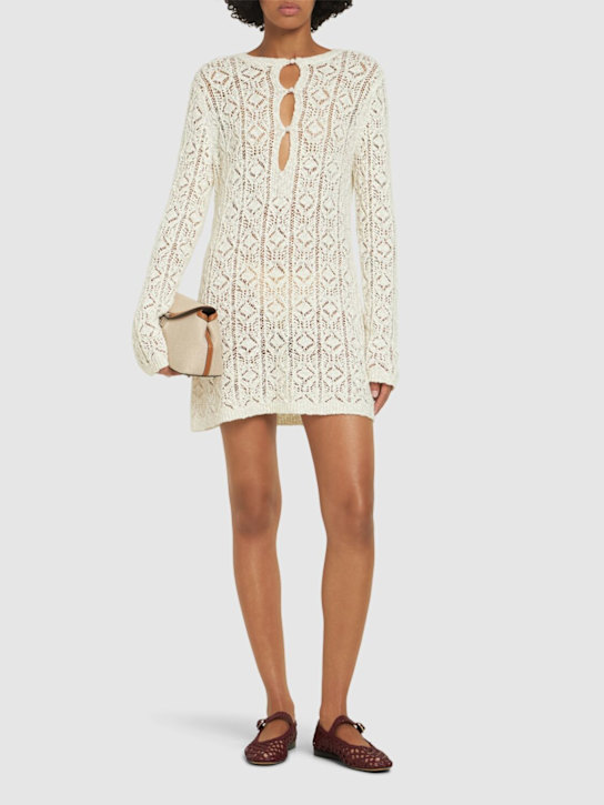 Loulou De Saison: Evan蕾丝迷你连衣裙 - 象牙色 - women_1 | Luisa Via Roma