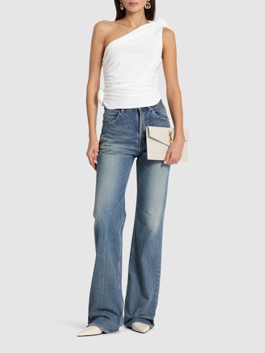 Magda Butrym: Jersey one shoulder flower top - Ivory - women_1 | Luisa Via Roma