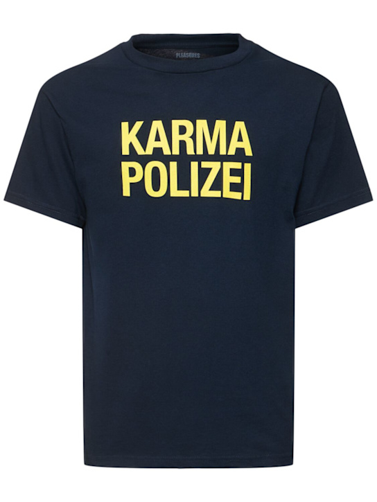 Pleasures: Karma Polizei printed cotton t-shirt - men_0 | Luisa Via Roma