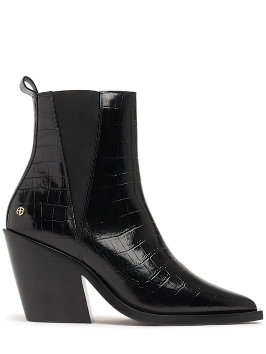 ANINE BING: 85mm Bekah croc embossed leather boots - women_0 | Luisa Via Roma
