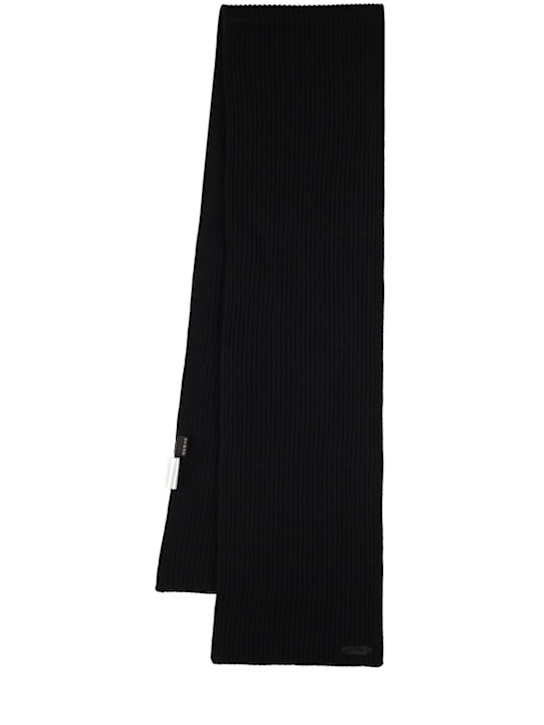 Brioni: Logo plaque wool scarf - men_0 | Luisa Via Roma