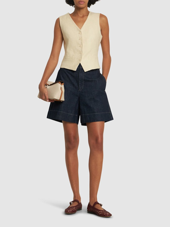 Soeur: Emile high waist denim shorts - women_1 | Luisa Via Roma