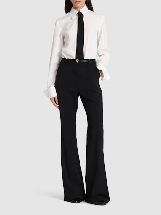 Sportmax: Oste fitted cotton poplin shirt - women_1 | Luisa Via Roma