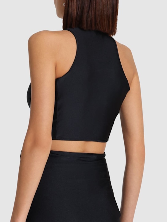 Coperni: Flower jersey top - Black - women_2 | Luisa Via Roma