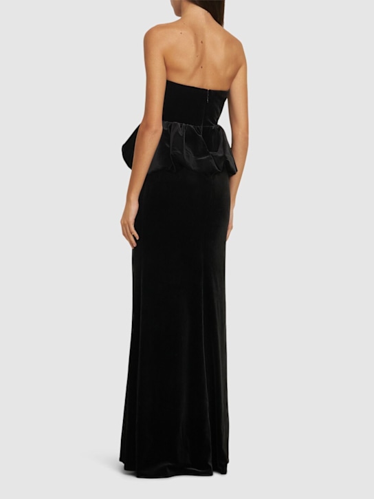 Self-portrait: Vestito senza spalline in velluto con peplum - Nero - women_2 | Luisa Via Roma