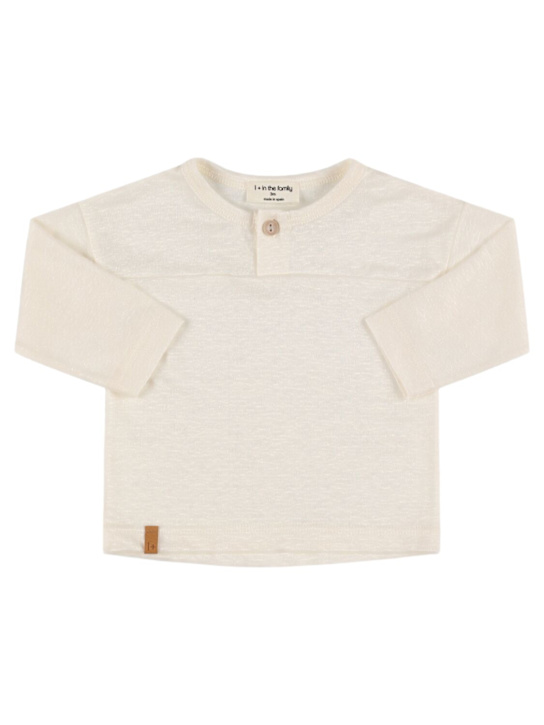 1 + IN THE FAMILY: Linen blend long sleeve t-shirt - White - kids-boys_0 | Luisa Via Roma