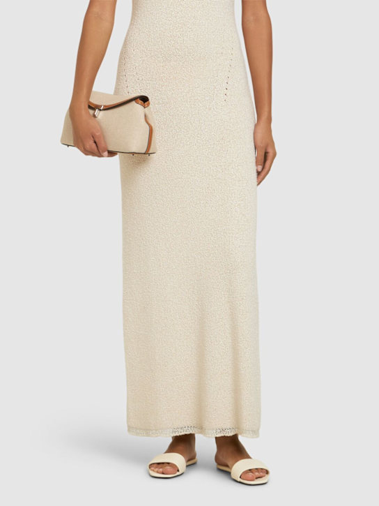 Loulou De Saison: 10mm Dina leather flat slides - Cream - women_1 | Luisa Via Roma