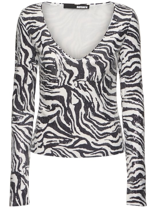 Rotate: Sequined t-shirt - Bright White - women_0 | Luisa Via Roma