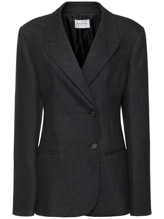 The Frankie Shop: Morrison crossover wool blend blazer - women_0 | Luisa Via Roma