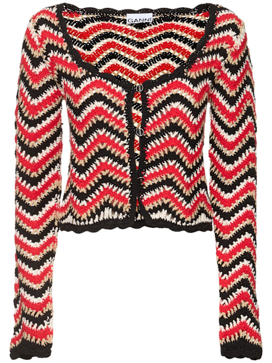 GANNI: Cotton crochet cardigan - women_0 | Luisa Via Roma