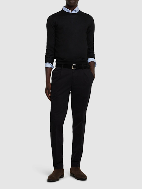 Brioni: Pienza stretch cotton pants - men_1 | Luisa Via Roma