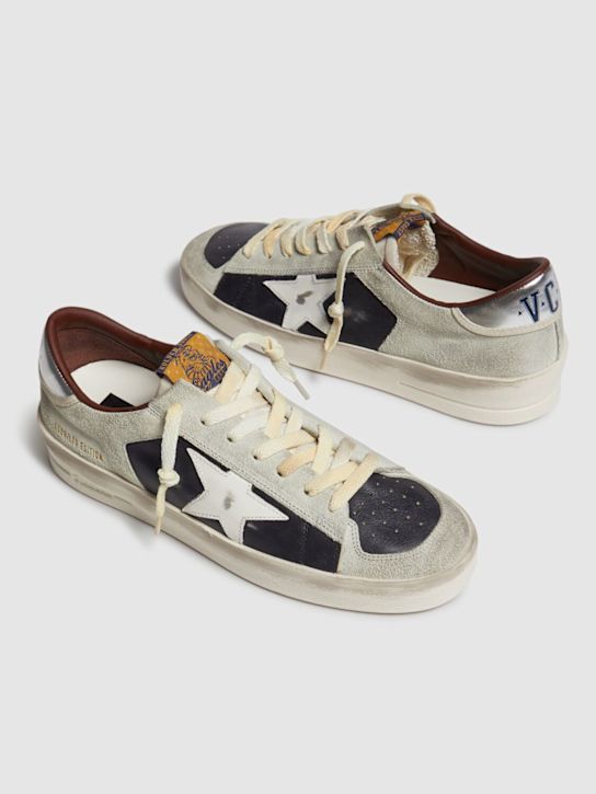 Golden Goose: Stardan leather & suede sneakers - Ice/Blue - men_1 | Luisa Via Roma