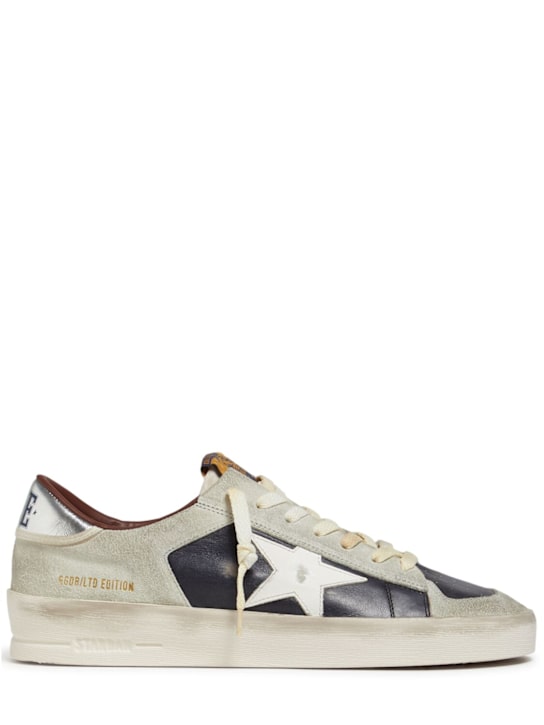 Golden Goose: Stardan leather & suede sneakers - Ice/Blue - men_0 | Luisa Via Roma