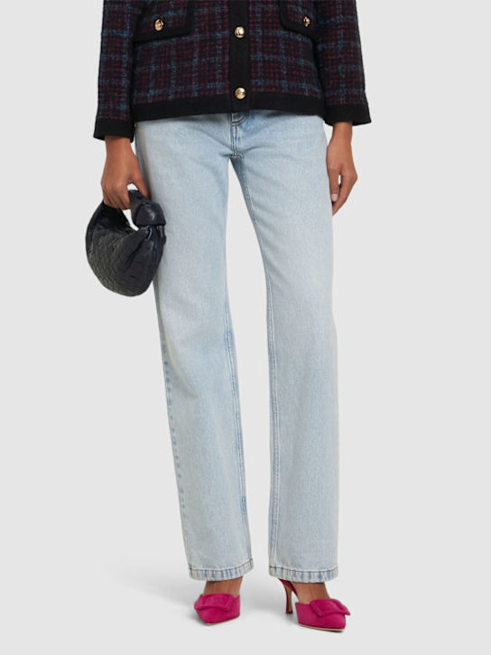 Manolo Blahnik: 70mm Maysli suede slingbacks - women_1 | Luisa Via Roma