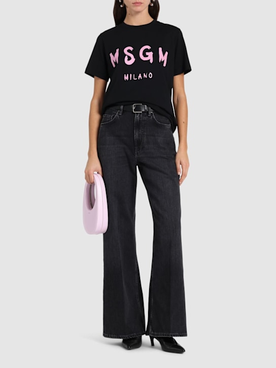 MSGM: Cotton jersey logo t-shirt - women_1 | Luisa Via Roma