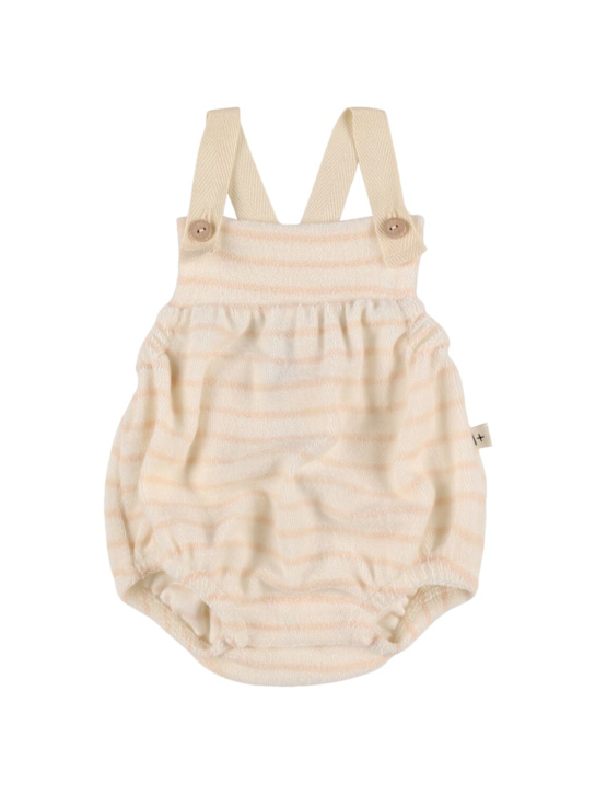 1 + IN THE FAMILY: Striped cotton blend terry overalls - Beige - kids-girls_0 | Luisa Via Roma