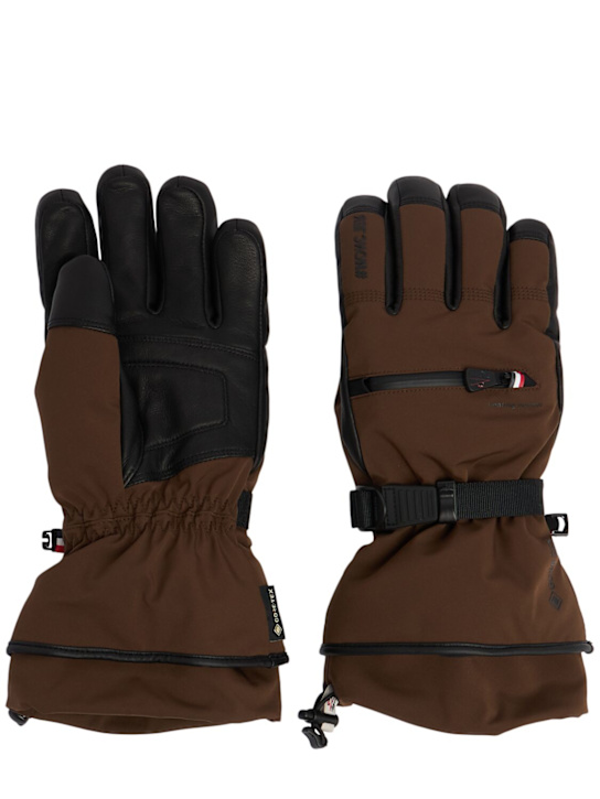 Moncler Grenoble: Logo padded tech ski gloves - men_0 | Luisa Via Roma