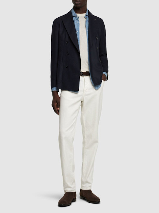 Tagliatore: Hopsack double breast wool blazer - men_1 | Luisa Via Roma