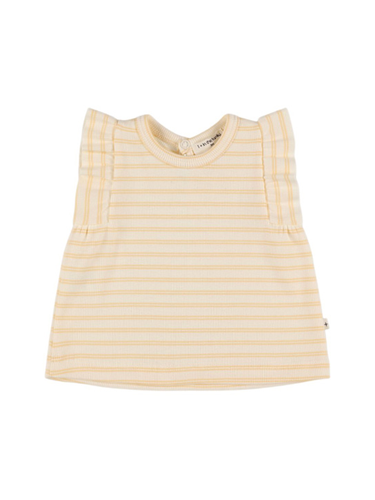 1 + IN THE FAMILY: T-shirt in jersey di misto cotone a righe - Bianco/Giallo - kids-girls_0 | Luisa Via Roma