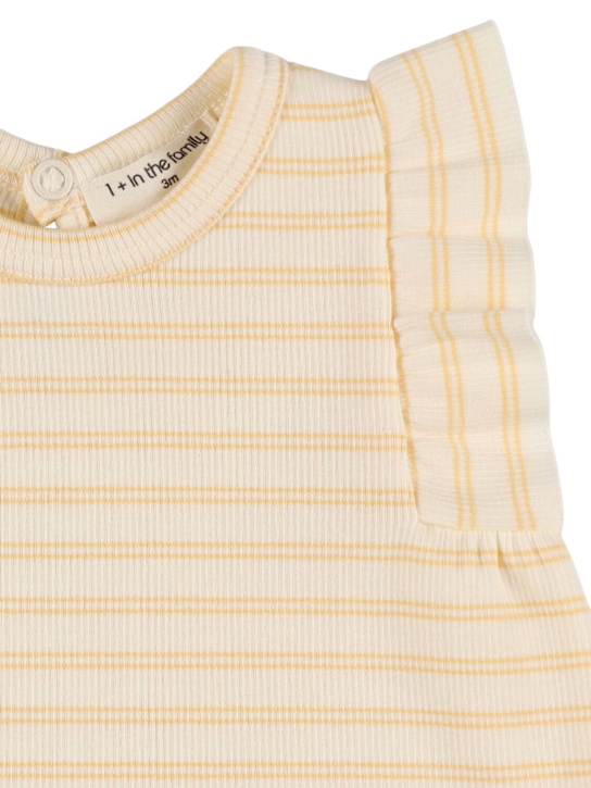 1 + IN THE FAMILY: T-shirt in jersey di misto cotone a righe - Bianco/Giallo - kids-girls_1 | Luisa Via Roma