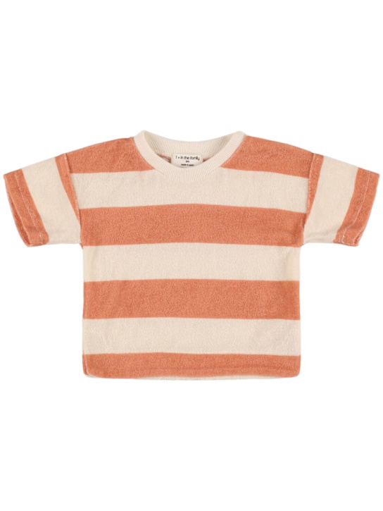 1 + IN THE FAMILY: Striped cotton blend terry t-shirt - White/Pink - kids-boys_0 | Luisa Via Roma