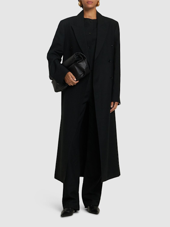 Loulou Studio: Temo double breast viscose coat - Black - women_1 | Luisa Via Roma
