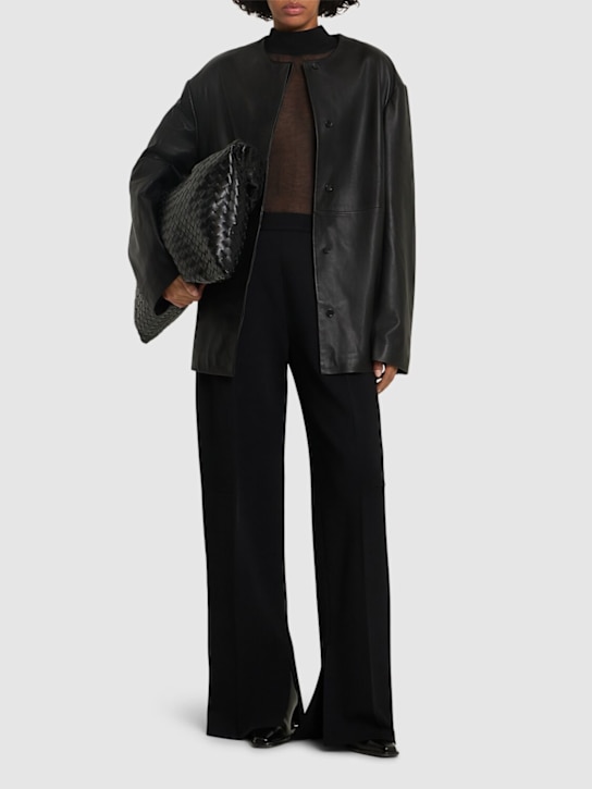 Loulou De Saison: Atalia round neck leather coat - women_1 | Luisa Via Roma