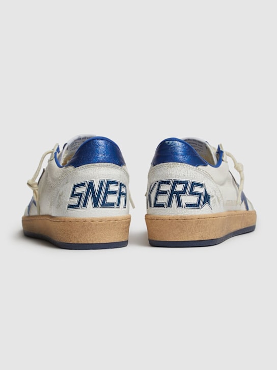Golden Goose: 20mm Ball star nappa laminated sneakers - White/Blue - men_4 | Luisa Via Roma