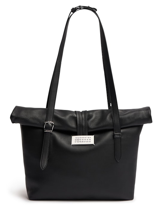 Maison Margiela: Paper medium leather shoulder bag - men_0 | Luisa Via Roma