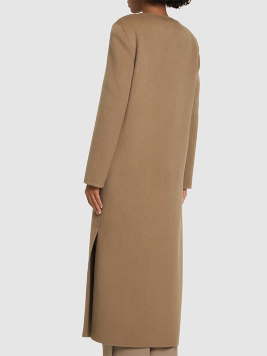 Loulou Studio: Martil round neck long coat - Beige - women_3 | Luisa Via Roma
