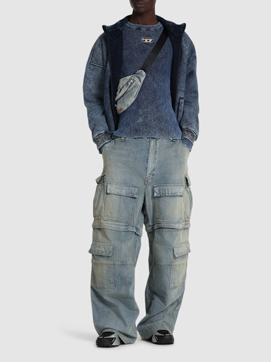 Diesel: K-Darin crewneck knit long sleeve shirt - Blue - men_1 | Luisa Via Roma