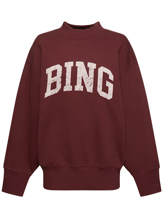ANINE BING: Bradie logo cotton blend sweatshirt - women_0 | Luisa Via Roma