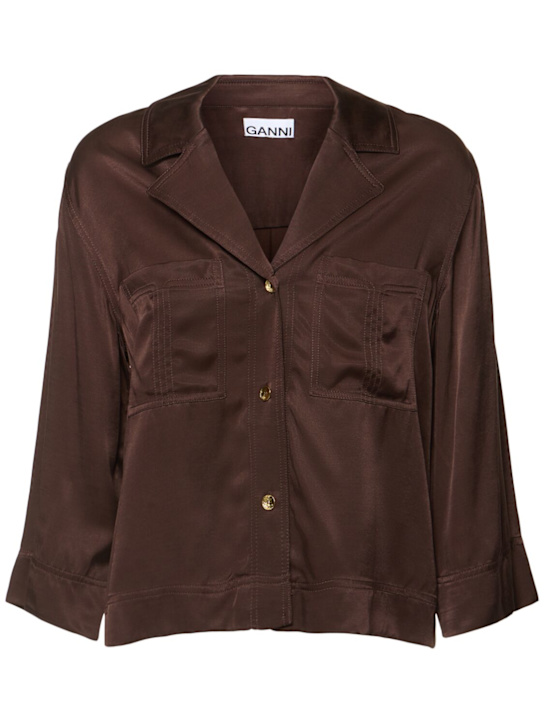 GANNI: Washed satin shirt - women_0 | Luisa Via Roma