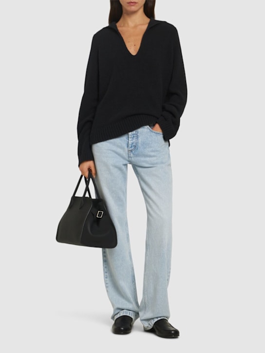 Loulou De Saison: Bahia cotton blend V neck sweater - women_1 | Luisa Via Roma