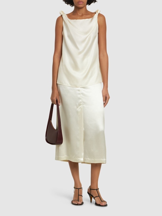 Loulou De Saison: Remy无袖垂褶真丝上衣 - 白色 - women_1 | Luisa Via Roma