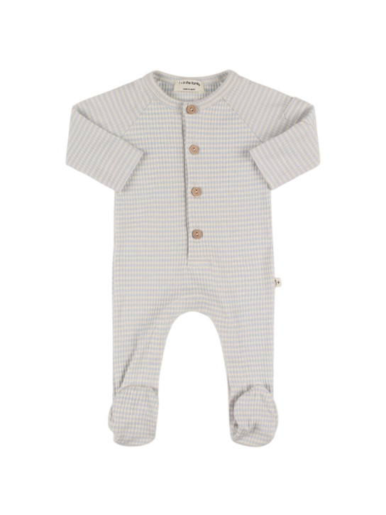 1 + IN THE FAMILY: Striped cotton blend romper - Light Blue - kids-boys_0 | Luisa Via Roma