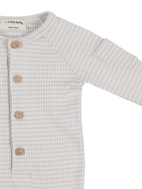 1 + IN THE FAMILY: Striped cotton blend romper - Light Blue - kids-boys_1 | Luisa Via Roma