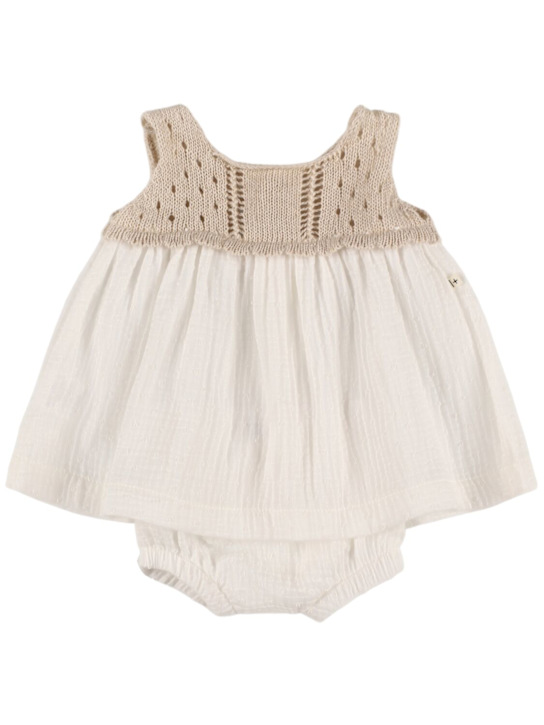 1 + IN THE FAMILY: Vestito e culotte in lino e cotone - Bianco - kids-girls_0 | Luisa Via Roma