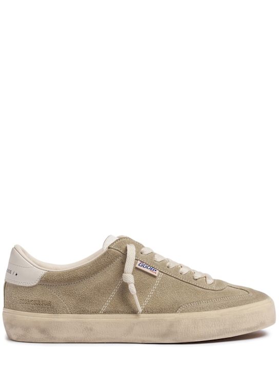 Golden Goose: Soul-star suede sneakers - Taupe/Milk - men_0 | Luisa Via Roma