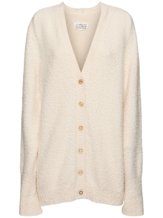 Maison Margiela: Oversized pilled cotton blend cardigan - women_0 | Luisa Via Roma