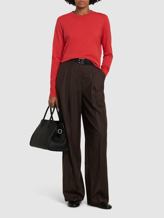 Loulou De Saison: Masal organic cotton long sleeve t-shirt - Red - women_1 | Luisa Via Roma