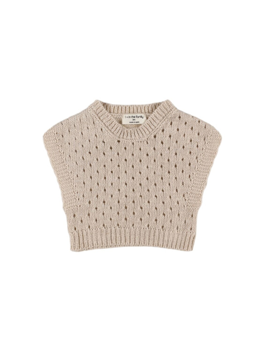 1 + IN THE FAMILY: Top in maglia di cotone e lino - Beige - kids-girls_0 | Luisa Via Roma