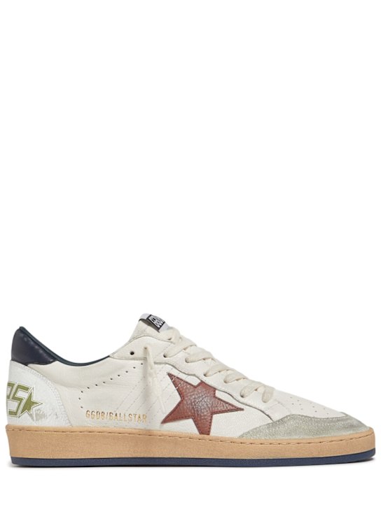 Golden Goose: Ball star leather & suede sneakers - White/Blue - men_0 | Luisa Via Roma