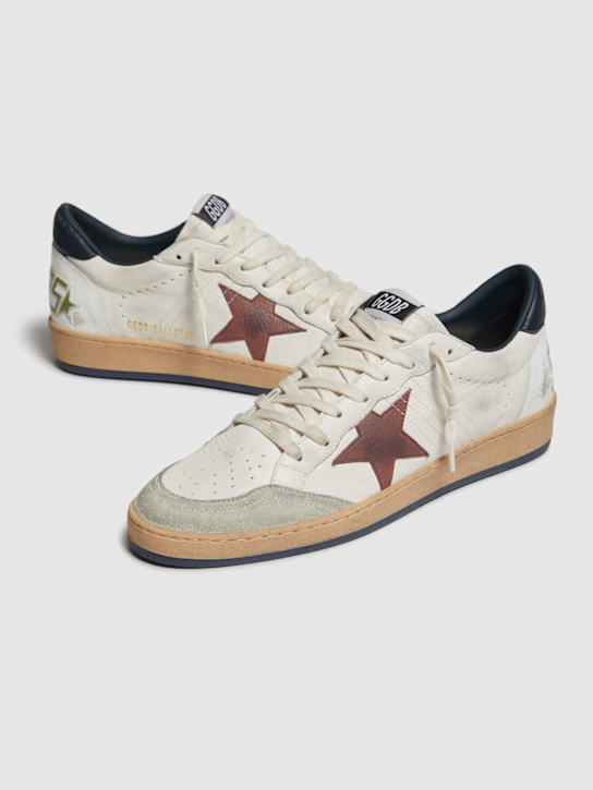 Golden Goose: Ball star leather & suede sneakers - White/Blue - men_1 | Luisa Via Roma
