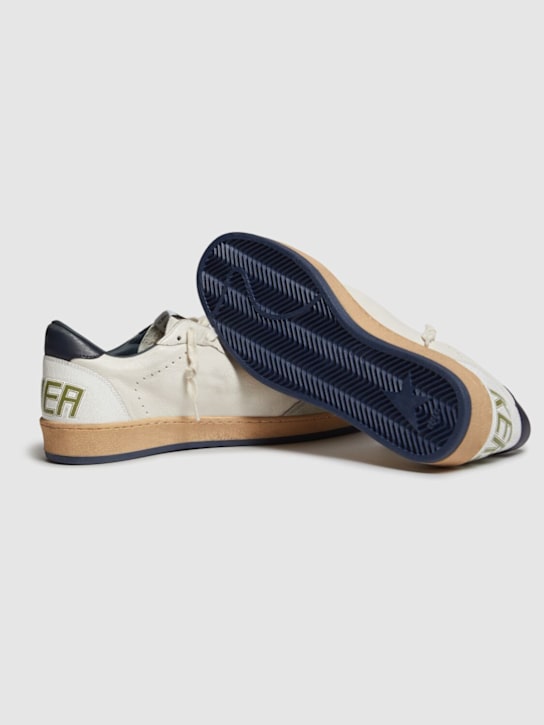 Golden Goose: Ball star leather & suede sneakers - White/Blue - men_3 | Luisa Via Roma